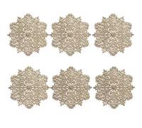 SCF2017 Sottobicchieri in PVC a forma di fiocco di neve per bicchieri, piccole tovagliette carine, set di 6, oro