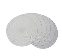 SCF2017 Tovagliette rotonde in plastica intrecciata, 38 cm, eleganti e pratiche, set da 6, grigio chiaro