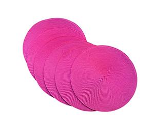SCF2017 Tovagliette Rotonde in Plastica Intrecciata 38cm Eleganti e Pratiche per Tavolo da Pranzo, Set da 6, Rosa