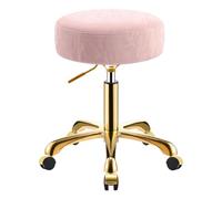SCGSJZH Sgabello con Ruote, Sedia Rotolante Oro Altezza Regolabile 45-58 cm, Sgabelli PU Pelle Modello Ghiacciaio, Rotondo Sgabello Girevole per Trucco, Clinica e Ufficio (Rosa, Senza Schienale)
