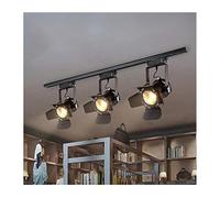 SCH Faretto da soffitto a LED, lampada da soffitto, faretto fisso, E27 x 3 Spot Light Industrial, adatto per cinema, soggiorno, negozio, abbigliamento, metallo, nero opaco (con luce LED)