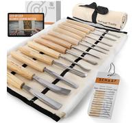SCHAAF - Set di 12 utensili da intaglio in legno, con custodia in tela, per principianti, hobbisti e professionisti