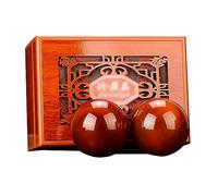 SchAan palline massaggio Baoding Balls palline cinesi Pallone da pallamano in agata gemma naturale con cornice in bambù(Color:A,Size:51mm)