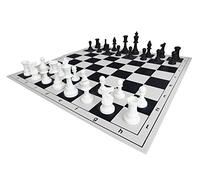 SchachQueen - Set di scacchi - Scacchi completo con scacchi e figure di scacchi pesanti, in plastica, dimensioni campo 57 mm, altezza reale 97 mm (nero/bianco)