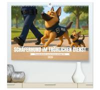 Schäferhund im fröhlichen Dienst (hochwertiger Premium Wandkalender 2026 DIN A2 quer), Kunstdruck in Hochglanz: Von verantwortungsvollem Job bis zum ... Tieren - der Alltag eines Schäferhundes