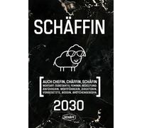 SCHÄFFIN 2030 Kalender für die Chefin mit Humor Terminplaner A5 | Lustiges Schaf mit Sonnenbrille | Farbe Schwarz