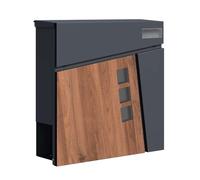 SCHARTEC® Cassetta Postale Design in Legno & Antracite con Scomparto per Giornali, Moderna e Grande Cassetta da Parete