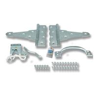 SCHARTEC® Set di guarnizioni per cancello da giardino, con cerniera classica e maniglia, chiavistello per cancello (argento)