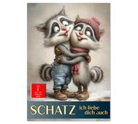 Schatz, ich liebe dich auch (Wandkalender 2026 DIN A2 hoch), CALVENDO Monatskalender: Liebevoll illustrierte Tierpaare mit menschlichen Zügen.