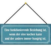 Schatzmix Blechschild Beziehung Kochen hungrig Metallschild 27x10 cm Wanddeko mit Kordel Targa in Latta, Metallo, Multicolore