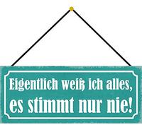 Schatzmix Blechschild Eigentlich Weiss ICH Alles Metallschild 27x10cm Tin Sign mit Kordel Targa di Metallo da Parete, Lamiera, Multicolore, 27x10 cm