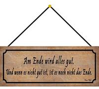 Schatzmix Blechschild Ende Wird Alles Gut Metallschild 27x10 cm Deko Tin Sign mit Kordel Targa di Metallo da Parete, Lamiera, Multicolore