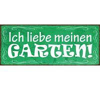 Schatzmix Blechschild ICH Liebe Meinen Garten Metallschild Wanddeko 27x10cm Tin Sign Targa di Metallo da Parete, Lamiera, Multicolore, 27x10 cm