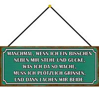 Schatzmix Blechschild Lachen beide neben MIR Metallschild 27 x 10 cm Deko Latta Sign mit Kordel Targa, Metallo, Multicolore, 27x10 cm