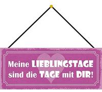 Schatzmix Blechschild LIEBLINGSTAGE DIR Metallschild 27x10cm Deko Tin Sign mit Kordel Targa di Metallo da Parete, Lamiera, Multicolore, 27x10 cm