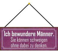 Schatzmix Blechschild Männer schweigen ohne zu denken Metallschild 27x10cm Deko mit Kordel Targa in Latta, Lamiera, Multicolore, 27x10 cm