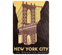 Schatzmix Blechschild New York City The Manhattan Bridge Metallschild 20x30 Deko Tin Sign Targa di Metallo da Parete, Lamiera, Multicolore, 20x30 cm