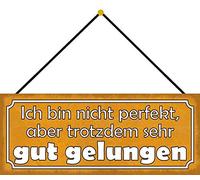 Schatzmix Blechschild Nicht Perfekt Gut gelungen Metallschild 27x10 cm Wanddeko mit Kordel Targa in Latta, Lamiera, Multicolore