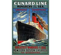 Schatzmix Blechschild Nostalgie Steamship Monarchs of The Sea Metallschild Wanddeko 20x30 cm Tin Sign Targa di Metallo da Parete, Lamiera, Multicolore