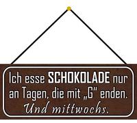 Schatzmix Blechschild Schokolade an Tagen G Metallschild 27x10 cm Wanddeko mit Kordel Targa di Metallo da Parete, Lamiera, Multicolore