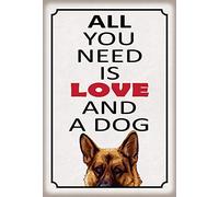 Schatzmix Blechschild Spruch all You Need is Love And a Dog Metallschild 20x30 Deko Targa di Metallo da Parete, Lamiera, Multicolore, 20x30 cm
