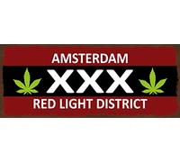 Schatzmix Blechschild Spruch Amsterdam Red Light District Metallschild 27x10 Deko Tin Sign Targa di Metallo da Parete, Lamiera, Multicolore, 27x10 cm