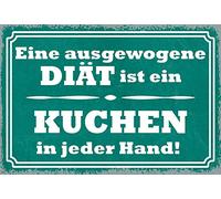 Schatzmix Blechschild Spruch Eine ausgewogene DIÄT Ist Ein. Metallschild 20x30 Deko Targa di Metallo da Parete, Lamiera, Multicolore, 20x30 cm