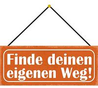 Schatzmix Blechschild Spruch Finde deinen eigenen Weg Metallschild 27x10 Deko mit Kordel Targa di Metallo da Parete, Lamiera, Multicolore, 27x10 cm