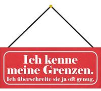 Schatzmix Blechschild Spruch ICH kenne Meine Grenzen Metallschild Wanddeko 27x10 m. Kordel Targa di Metallo da Parete, Lamiera, Multicolore, 27x10 cm