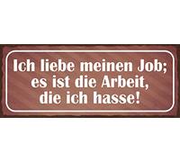 Schatzmix Blechschild Spruch ICH Liebe Meinen Job. Metallschild 27x10 Wanddeko Tin Sign Targa di Metallo da Parete, Lamiera, Multicolore, 27x10 cm