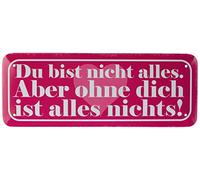 Schatzmix Blechschild Spruch ohne Dich Ist Alles Nichts Metallschild Deko 27x10 mit Kordel Targa di Metallo da Parete, Lamiera, Multicolore, 27x10 cm