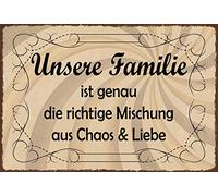 Schatzmix Blechschild Spruch Unsere Familie Ist genau Richtig Metallschild Wanddeko 20x30cm Tin Sign Targa di Metallo da Parete, Lamiera, Multicolore, 20x30 cm