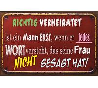 Schatzmix Blechschild Spruch verheiratet Ist Mann, Wenn er versteht 20x30 Deko Tin Sign Targa di Metallo da Parete, Lamiera, Multicolore, 20x30 cm