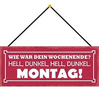Schatzmix Blechschild Spruch Wie War Dein Wochenende Metallschild Wanddeko 27x10 m. Kordel Targa di Metallo da Parete, Lamiera, Multicolore, 27x10 cm