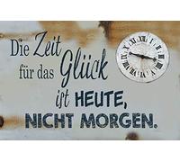 Schatzmix Blechschild Spruch Zeit für Glück Ist Heute, Nicht Morgen 20x30 Deko Tin Sign Targa di Metallo da Parete, Lamiera, Multicolore, 20x30 cm