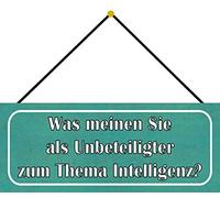 Schatzmix Blechschild Thema Intelligenz Metallschild 27x10 cm Wanddeko Targa in Metallo con Kordel Latta, Multicolore
