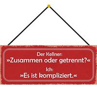 Schatzmix Blechschild Zusammen Oder getrennt Metallschild 27x10 Deko Tin Sign mit Kordel Targa di Metallo da Parete, Lamiera, Multicolore, 27x10 cm