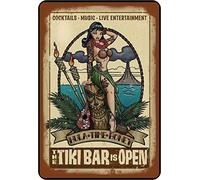 Schatzmix Targa in Metallo con Scritta Cocktail The Tiki Bar is Open, 20 x 30 cm, Decorazione da Parete