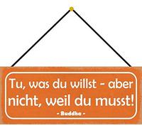 Schatzmix Tu was du willst Buddha, targa in metallo, 27 x 10 cm, decorazione tin Sign con cordoncino, targa in metallo, multicolore, 27 x 10 cm