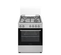 SCHAUB LORENZ SS631EX - Cucina a gas e forno ventilato 60x60 con grill, Classe A, 4 fuochi, 59 litri - Acciaio Inox