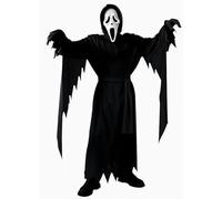 Schauriges Screaming Ghost Costume unisex con abito intero in nero, maschera scream, cintura in vita, guanto e coltello per oggetti di scena, travestimento horror, costume per Halloween, Carnevale