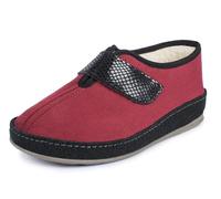 SCHAWOS Pantofole Donna 2063 - In feltro con chiusura a strappo, foderate in lana, suola stabile, antiscivolo, facili da indossare (bordo, 37)
