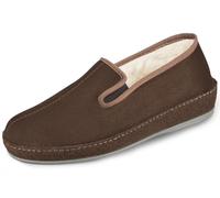 SCHAWOS Pantofole Uomo 6070 - In feltro con fodera in lana, inserti elastici, suola antiscivolo e struttura stabile, ideali per anziani (marrone, 44)