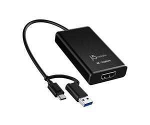 Scheda acquisizione video J5CREATE JVA11-N HDMI 4K USB-C USB-A compatta nera