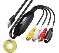 Scheda Acquisizione Video USB 2.0 Convertitore VHS in Digitale Video Grabber per RCA a USB, Convertire VHS VCR Hi8 DVD a Digitale Modifica per PC, TV, lettore a Nastro, Videocamera