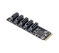 Scheda adattatore da M.2 a SATA3.0 con chipset JMB585, connettore M.2 M-key NVME, 5 porte SATA3.0, 6 Gbps per porta, compatibile con Linux, Win7/8/8.1/10 (32/64 bit