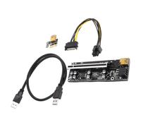 Scheda Adattatore GPU Pcie 1x a 16x LED, per Mining | Rame Naturale e Pcb, Cavo USB e Cavo Alimentazione Inclusi, Supporto Indipendente 4 Fori