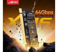 Scheda adattatore JEYI M.2 NVMe a PCIe 4.0 x16, supporta velocità SSD da 64 Gbps e 4 TB, compatibile con SSD NVMe 2280/2260/2242/2230