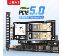 Scheda adattatore JEYI PCIe da 5.0 a doppia M.2 NVMe da 256 Gbps Supporta slot X8/X16 per SSD 22110/2280/2260/2242/2230 Supporto RAID morbido