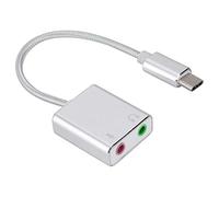 Scheda Audio,ASHATA Adattatore Audio Stereo Esterno per Scheda Audio tipo C in Lega di Alluminio 3.5 mm EZ1247, Adattatore Audio Stereo Esterno USB per Telefoni Cellulari, Tablet, Notebook, ecc.